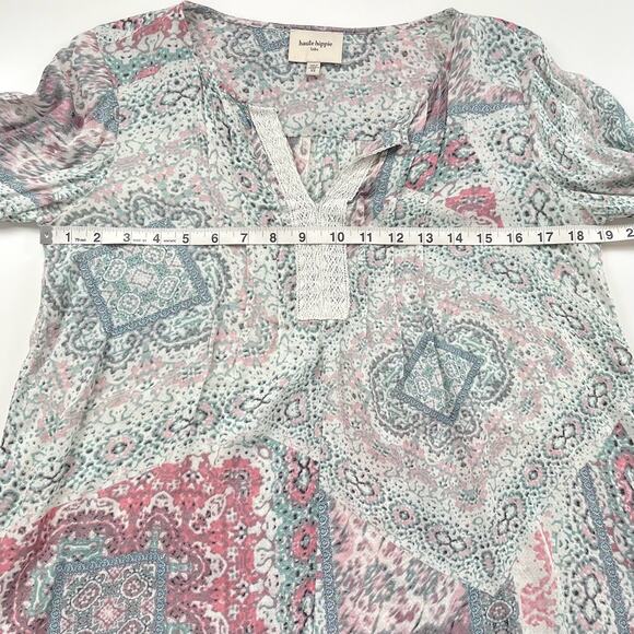 Haute Hippie Boho Peasant Patchwork Print Tunic Top XS Flowy Artsy Lagenlook - Picture 13 of 14